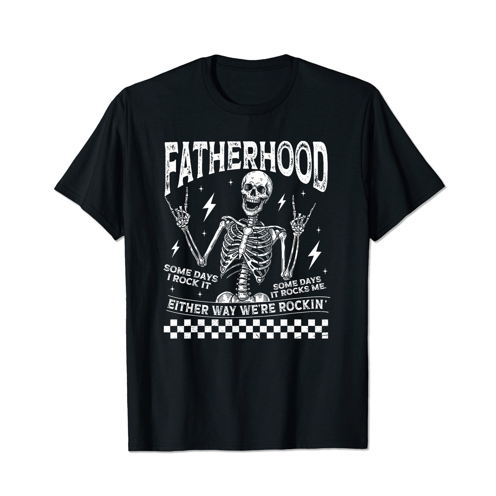 Fatherhood Some Days I Rock It Father's Day Skeleton Dad Men T Shirts Big and Tall Men Shirts Plus Size Short Sleeve Fashion Casual T Shirt Graphic Tee Shirts Tshirts