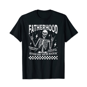 Fatherhood Some Days I Rock It Father's Day Skeleton Dad Men T Shirts Big and Tall Men Shirts Plus Size Short Sleeve Fashion Casual T Shirt Graphic Tee Shirts Tshirts