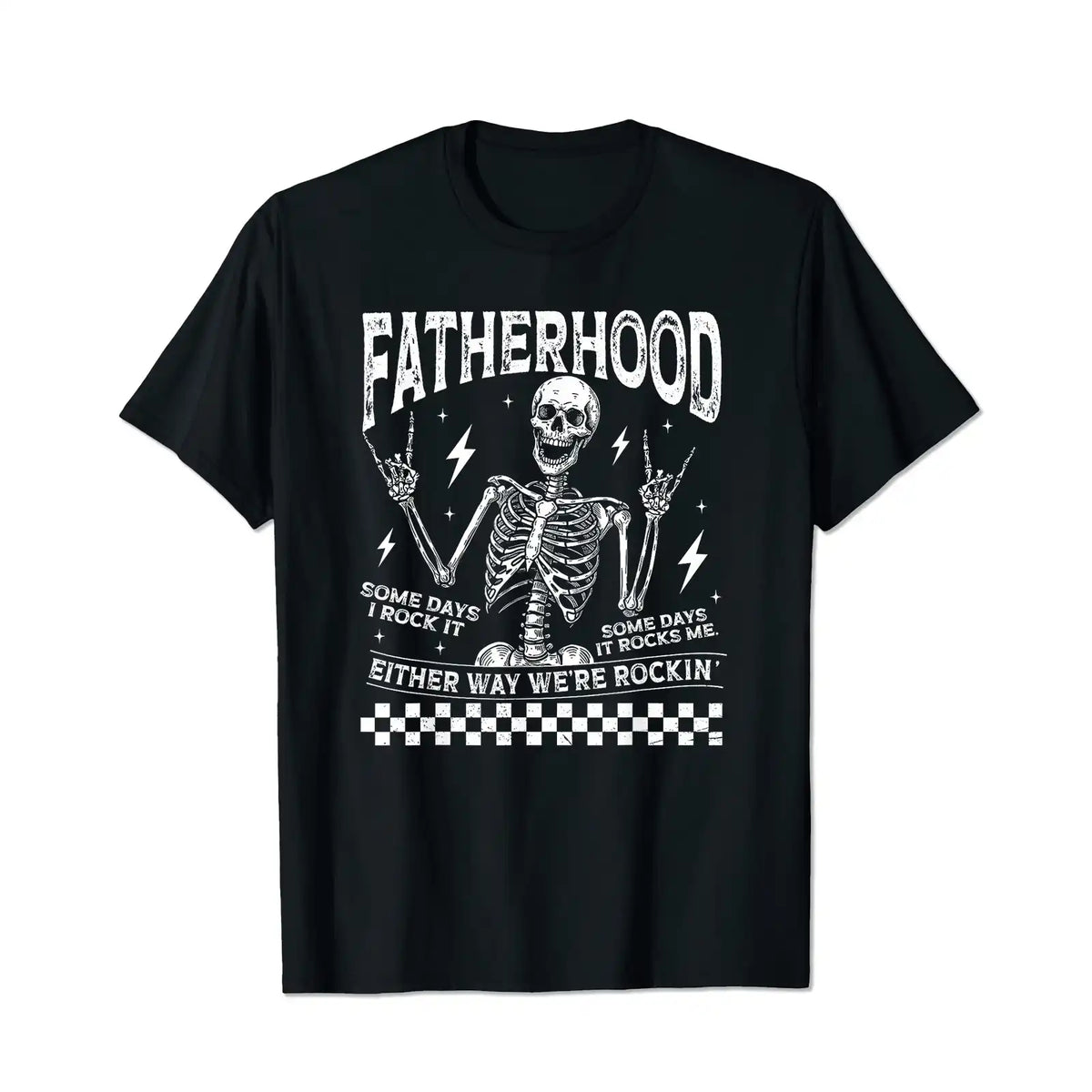 Fatherhood Some Days I Rock It Father's Day Skeleton Dad Men T Shirts Big and Tall Men Shirts Plus Size Short Sleeve Fashion Casual T Shirt Graphic Tee Shirts Tshirts - BigTallGuys