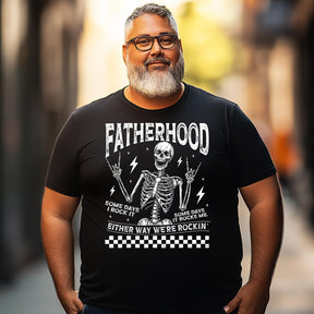 Fatherhood Some Days I Rock It Father's Day Skeleton Dad Men T Shirts Big and Tall Men Shirts Plus Size Short Sleeve Fashion Casual T Shirt Graphic Tee Shirts Tshirts