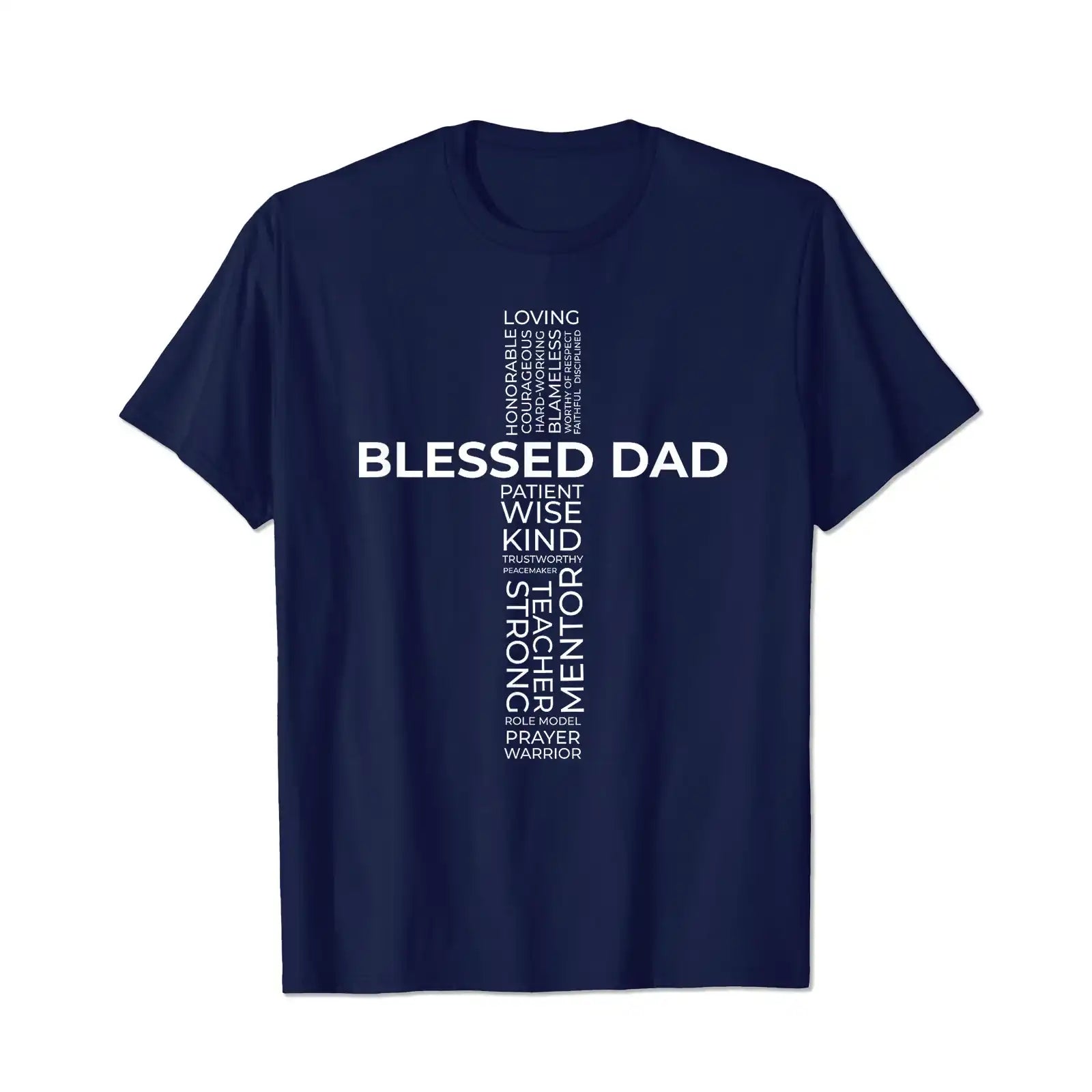 God Bless Dad Cross Men T Shirts Big and Tall Men Shirts Plus Size Short Sleeve Fashion Casual T Shirt Graphic Tee Shirts Tshirts - BigTallGuys