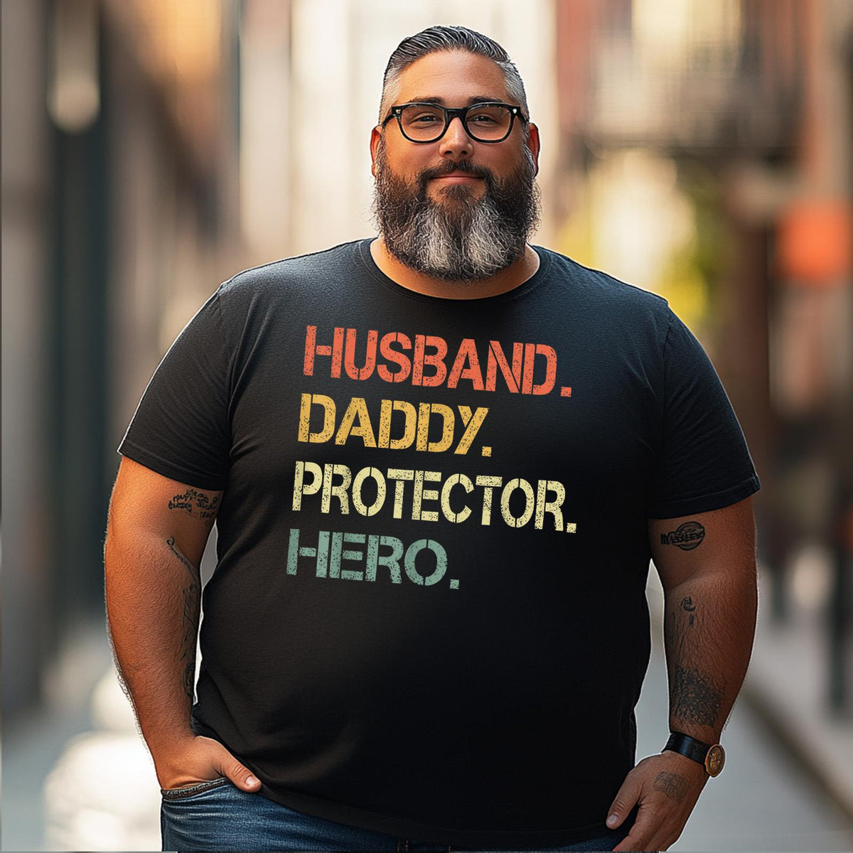Husband Daddy Protector Hero Men T Shirts Big and Tall Men Shirts Plus Size Short Sleeve Fashion Casual T Shirt Graphic Tee Shirts Tshirts