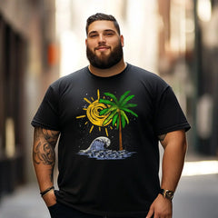 Waves Ocean Palm Trees Men T Shirts Big and Tall Men Shirts Plus Size Short Sleeve Fashion Casual T Shirt Graphic Tee Shirts Tshirts - BigTallGuys