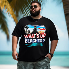 Whats Up Beaches Vacation Summer Men T Shirts Big and Tall Men Shirts Plus Size Short Sleeve Fashion Casual T Shirt Graphic Tee Shirts Tshirts - BigTallGuys