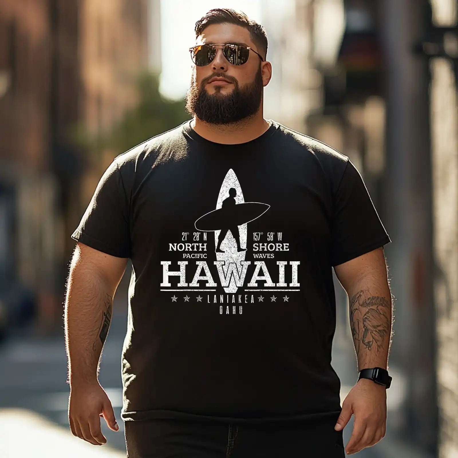 Hawaii Surfing Men T Shirts Big and Tall Men Shirts Plus Size Short Sleeve Fashion Casual T Shirt Graphic Tee Shirts Tshirts - BigTallGuys