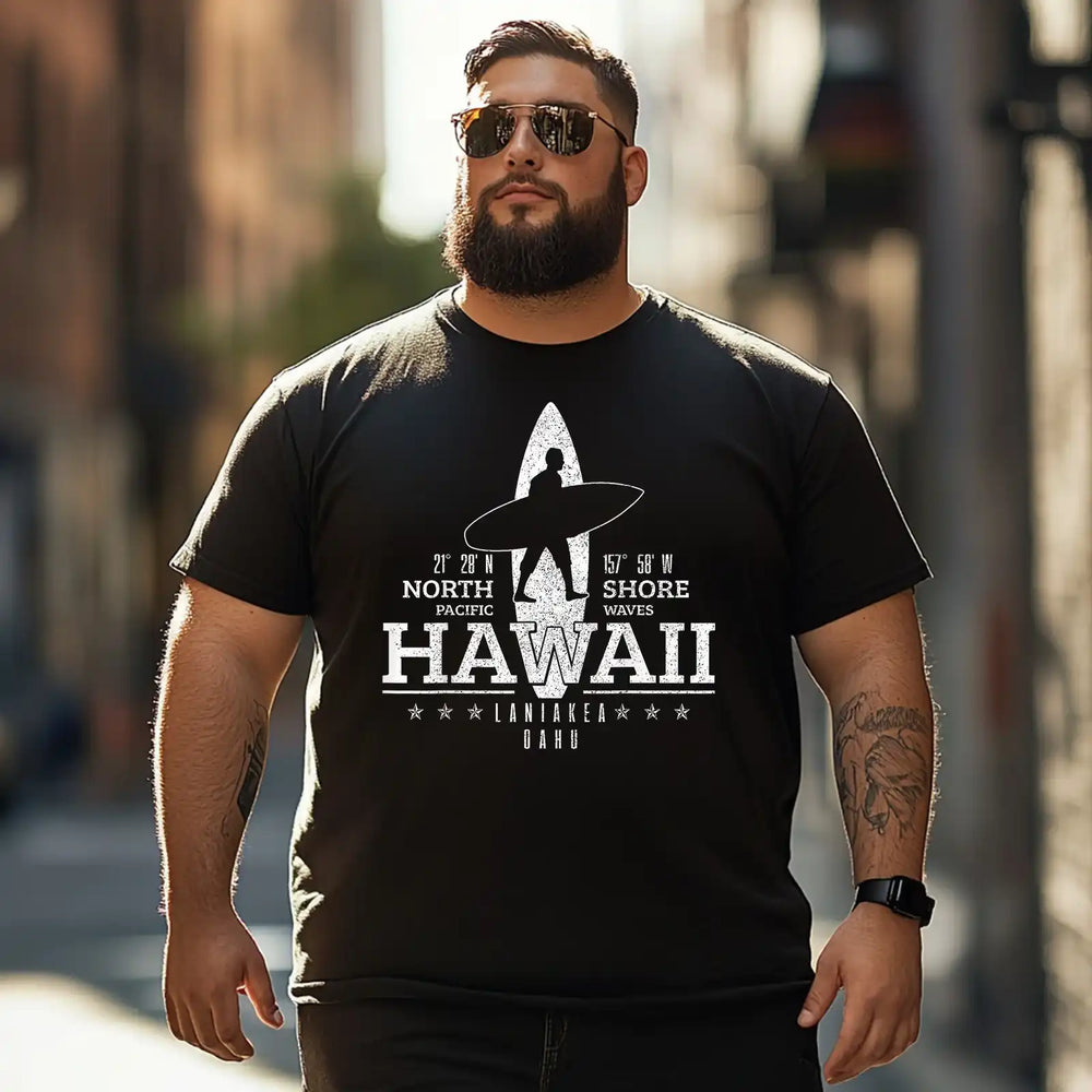 Hawaii Surfing Men T Shirts Big and Tall Men Shirts Plus Size Short Sleeve Fashion Casual T Shirt Graphic Tee Shirts Tshirts - BigTallGuys