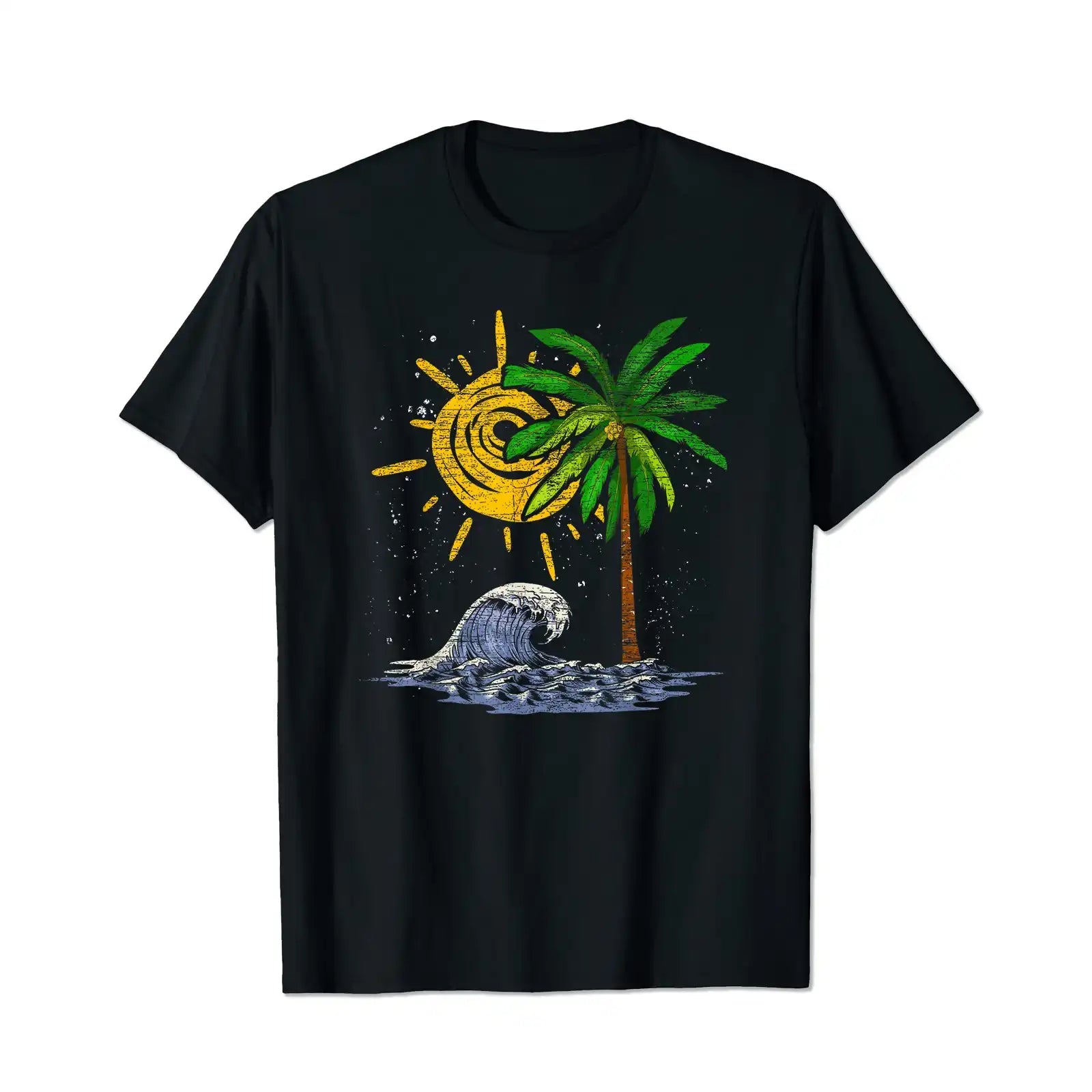 Waves Ocean Palm Trees Men T Shirts Big and Tall Men Shirts Plus Size Short Sleeve Fashion Casual T Shirt Graphic Tee Shirts Tshirts - BigTallGuys