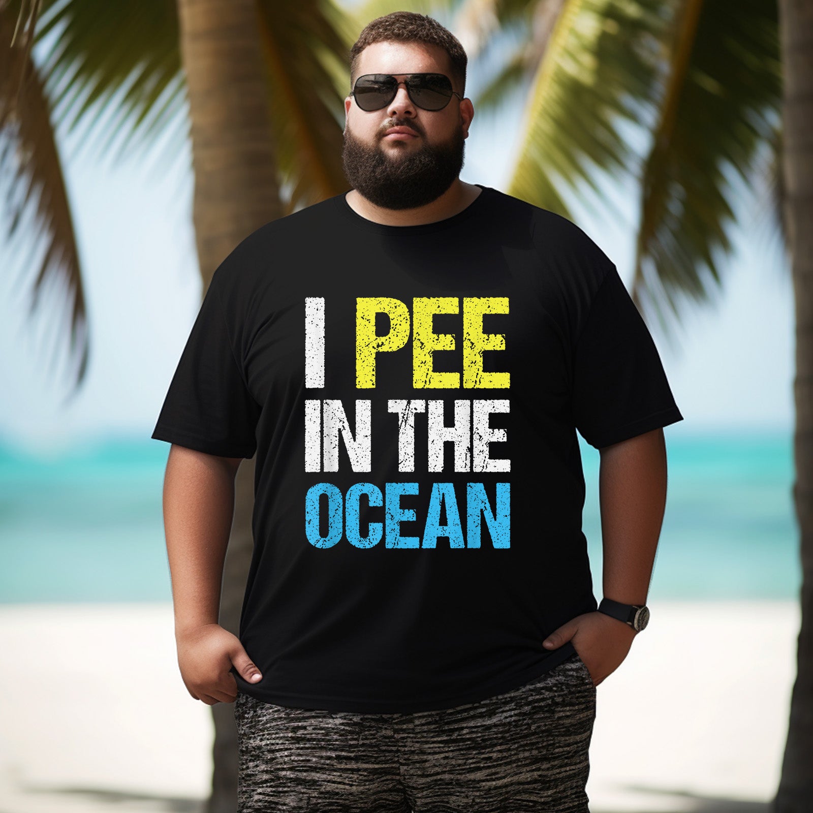 I Pee In The Ocean Funny Beach Vacation Men T Shirts Big and Tall Men Shirts Plus Size Short Sleeve Fashion Casual T Shirt Graphic Tee Shirts Tshirts