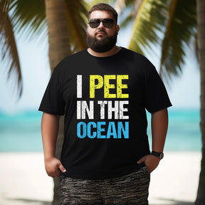 I Pee In The Ocean Funny Beach Vacation Men T Shirts Big and Tall Men Shirts Plus Size Short Sleeve Fashion Casual T Shirt Graphic Tee Shirts Tshirts