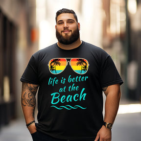 Life Is Better at The Beach 3 Men T Shirts Big and Tall Men Shirts Plus Size Short Sleeve Fashion Casual T Shirt Graphic Tee Shirts Tshirts