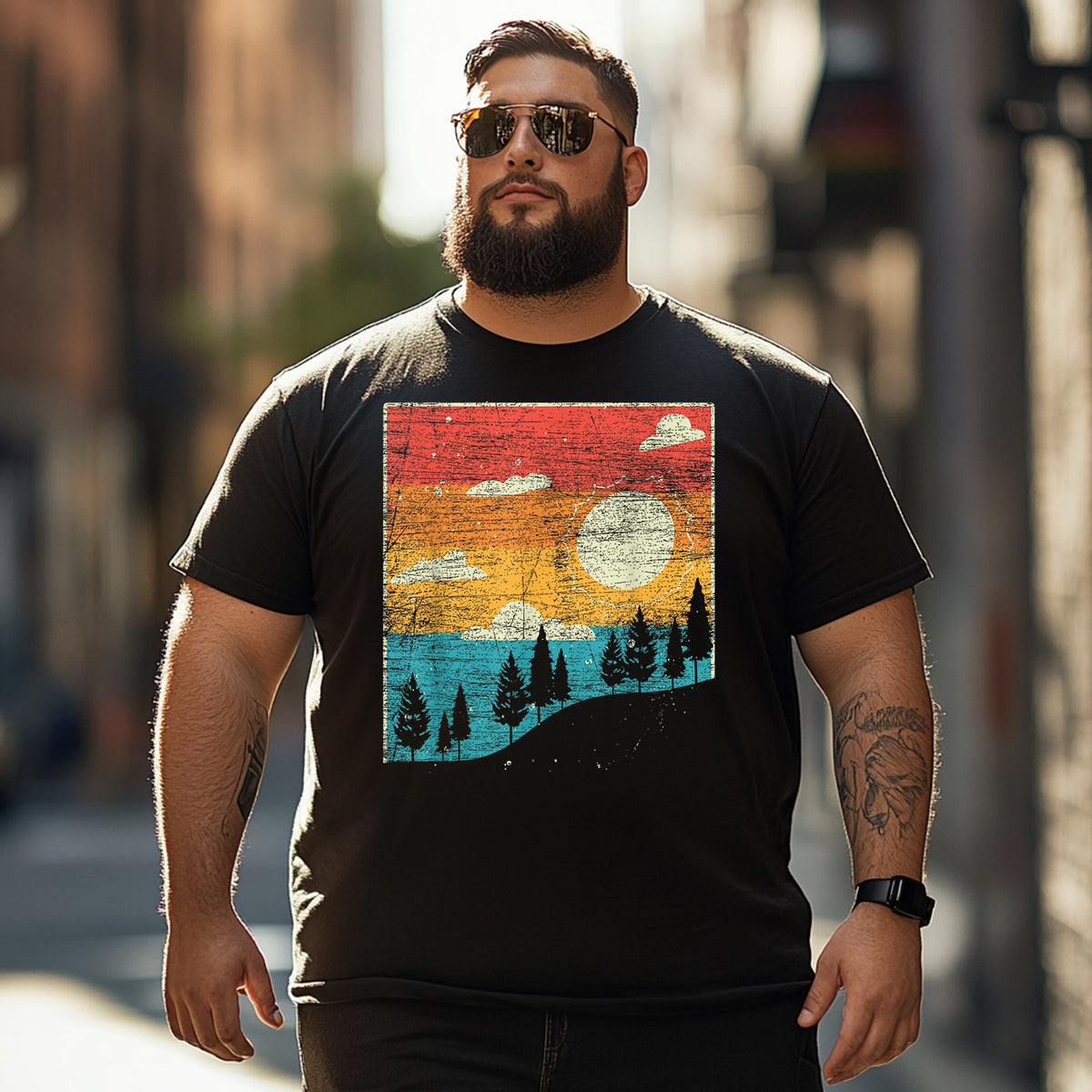 Retro Nature Vintage Vacation Men T Shirts Big and Tall Men Shirts Plus Size Short Sleeve Fashion Casual T Shirt Graphic Tee Shirts Tshirts