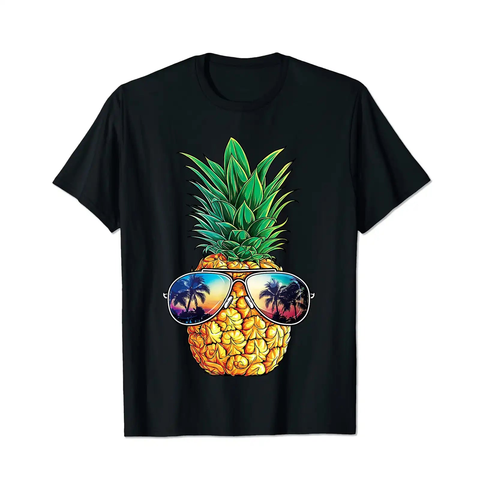 Pineapple Aloha Beaches Hawaii Hawaiian Sunglasses Men T Shirts Big and Tall Men Shirts Plus Size Short Sleeve Fashion Casual T Shirt Graphic Tee Shirts Tshirts - BigTallGuys