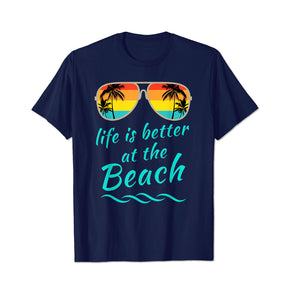 Life Is Better at The Beach 3 Men T Shirts Big and Tall Men Shirts Plus Size Short Sleeve Fashion Casual T Shirt Graphic Tee Shirts Tshirts