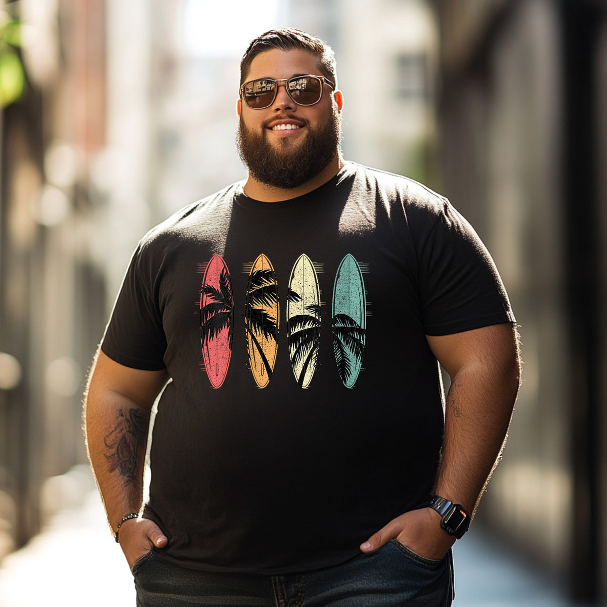 Surfboarder Hawaii Wave Surfing Beach Surfer Men T Shirts Big and Tall Men Shirts Plus Size Short Sleeve Fashion Casual T Shirt Graphic Tee Shirts Tshirts