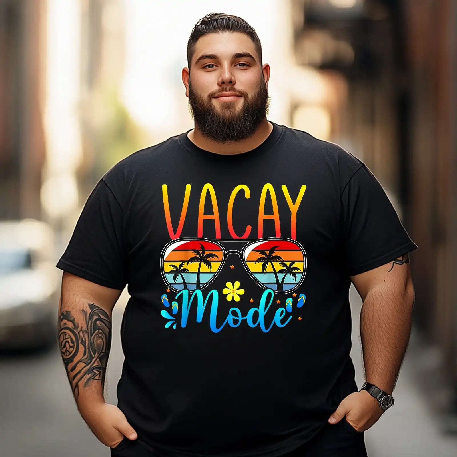 Vacay Mode Men T Shirts Big and Tall Men Shirts Plus Size Short Sleeve Fashion Casual T Shirt Graphic Tee Shirts Tshirts - BigTallGuys