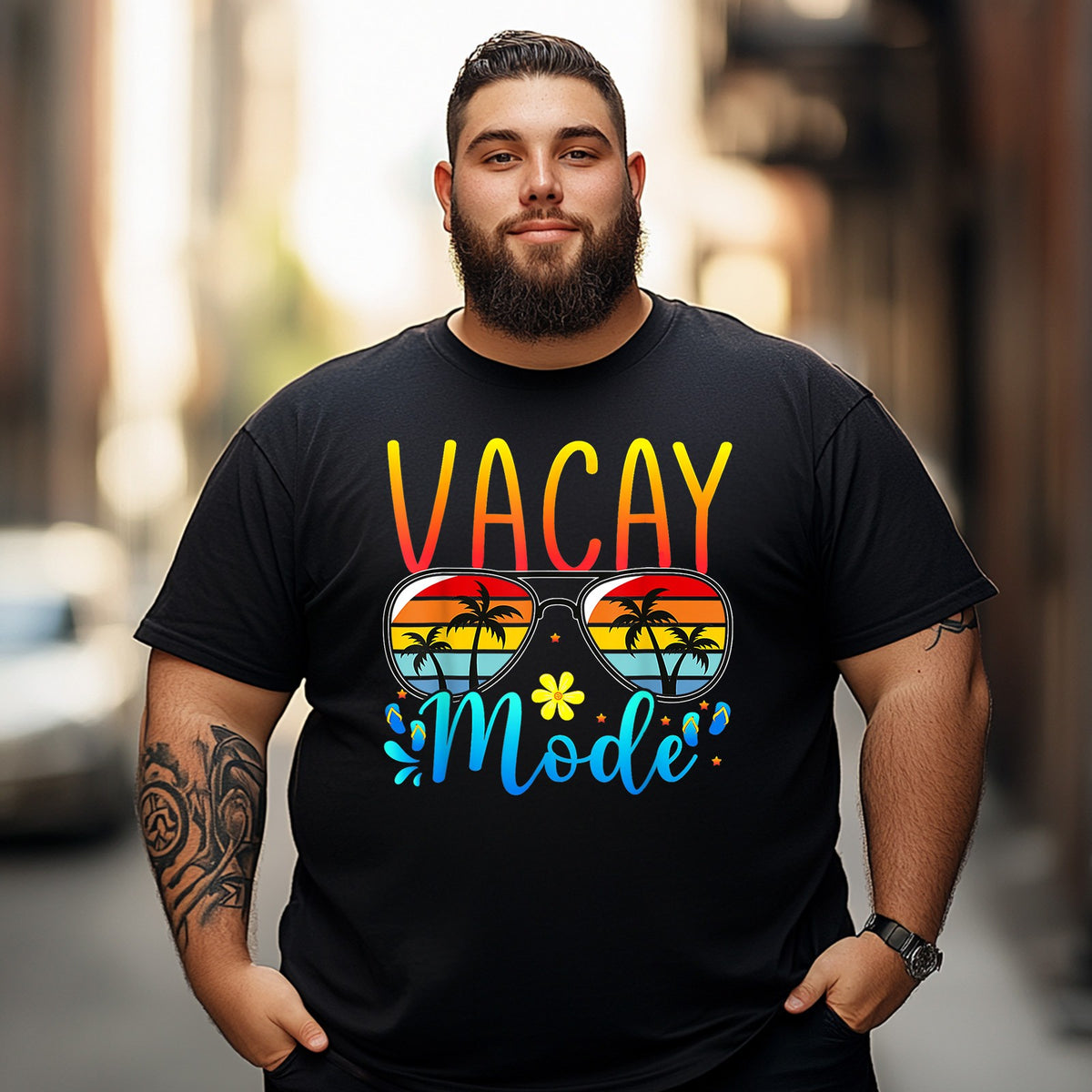 Vacay Mode Men T Shirts Big and Tall Men Shirts Plus Size Short Sleeve Fashion Casual T Shirt Graphic Tee Shirts Tshirts