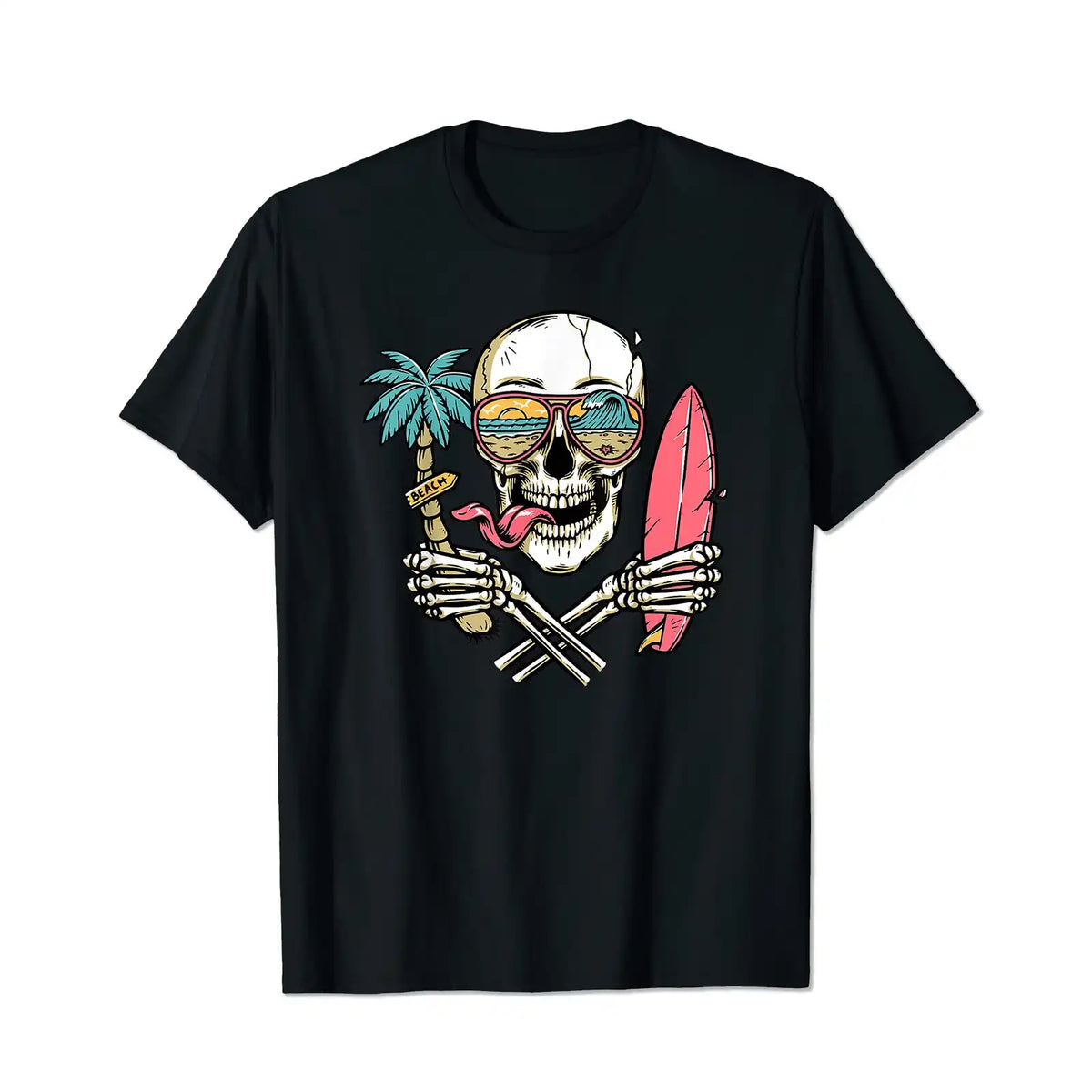 Sunshine Summer Beach Vibes Palm Trees Skull Island Men T Shirts Big and Tall Men Shirts Plus Size Short Sleeve Fashion Casual T Shirt Graphic Tee Shirts Tshirts - BigTallGuys