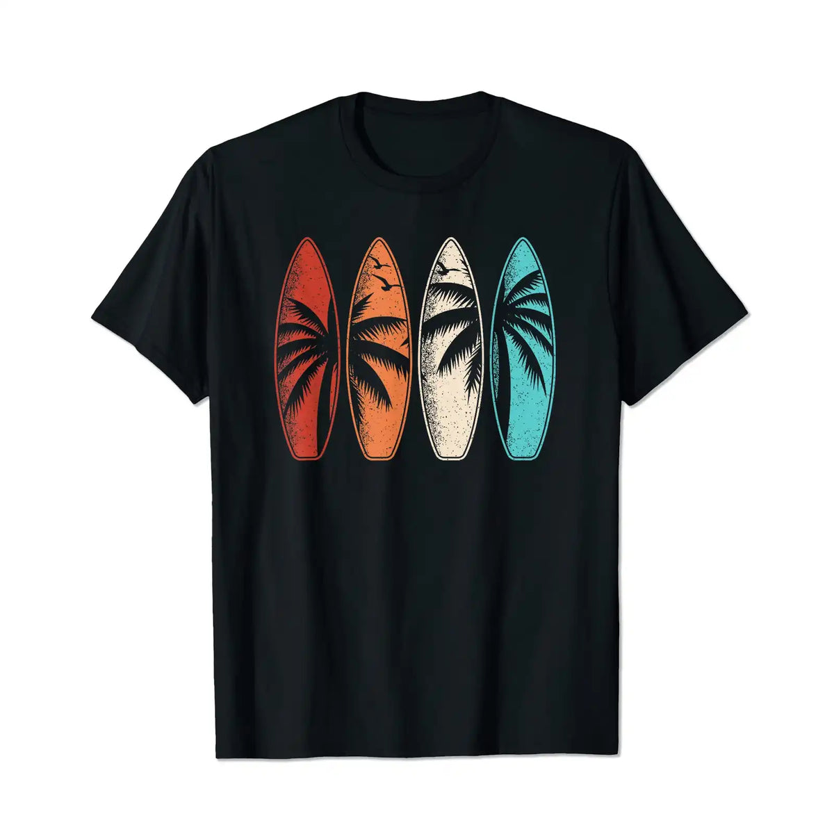 Tropical Hawaii Palm Tree Surfing Beach Surfboard Retro Surf Men T Shirts Big and Tall Men Shirts Plus Size Short Sleeve Fashion Casual T Shirt Graphic Tee Shirts Tshirts - BigTallGuys