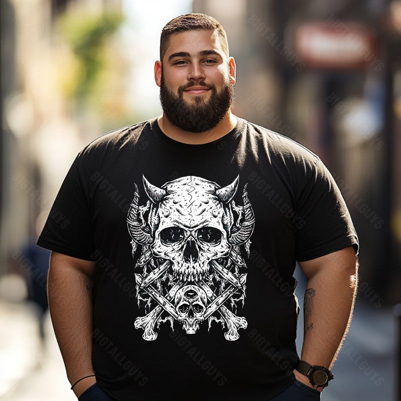 Skull Skeleton T0 5D2C 004 Men T Shirts Big and Tall Men Shirts Plus Size Short Sleeve Fashion Casual T Shirt Graphic Tee Shirts Tshirts