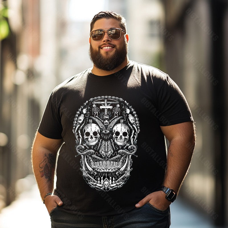 Skull Skeleton T0 5D2C 006 Men T Shirts Big and Tall Men Shirts Plus Size Short Sleeve Fashion Casual T Shirt Graphic Tee Shirts Tshirts