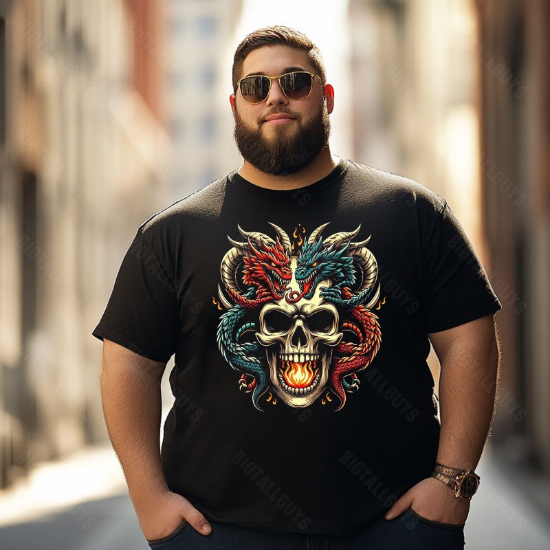 Skull Skeleton T0 5D2C 007 Men T Shirts Big and Tall Men Shirts Plus Size Short Sleeve Fashion Casual T Shirt Graphic Tee Shirts Tshirts