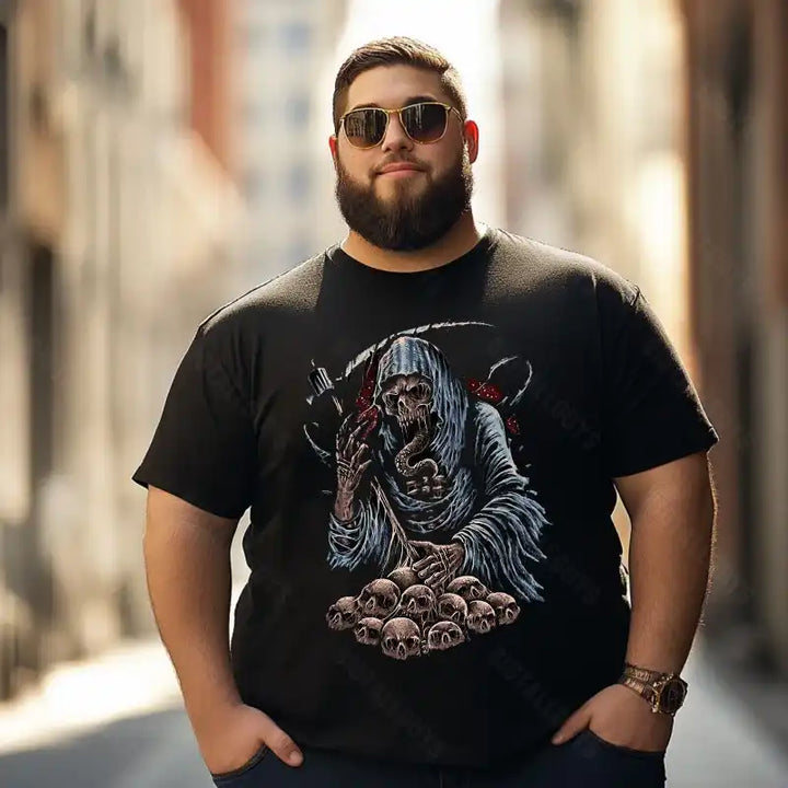 Skull Skeleton T0 5D2C 031 Men T Shirts Big and Tall Men Shirts Plus Size Short Sleeve Fashion Casual T Shirt Graphic Tee Shirts Tshirts