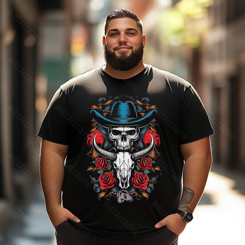 Skull Skeleton T0 5D2C 063 Men T Shirts Big and Tall Men Shirts Plus Size Short Sleeve Fashion Casual T Shirt Graphic Tee Shirts Tshirts