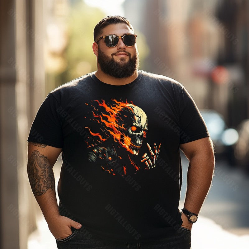 Skull Skeleton T0 5D2C 065 Men T Shirts Big and Tall Men Shirts Plus Size Short Sleeve Fashion Casual T Shirt Graphic Tee Shirts Tshirts