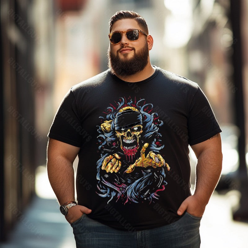 Skull Skeleton T0 5D2C 068 Men T Shirts Big and Tall Men Shirts Plus Size Short Sleeve Fashion Casual T Shirt Graphic Tee Shirts Tshirts