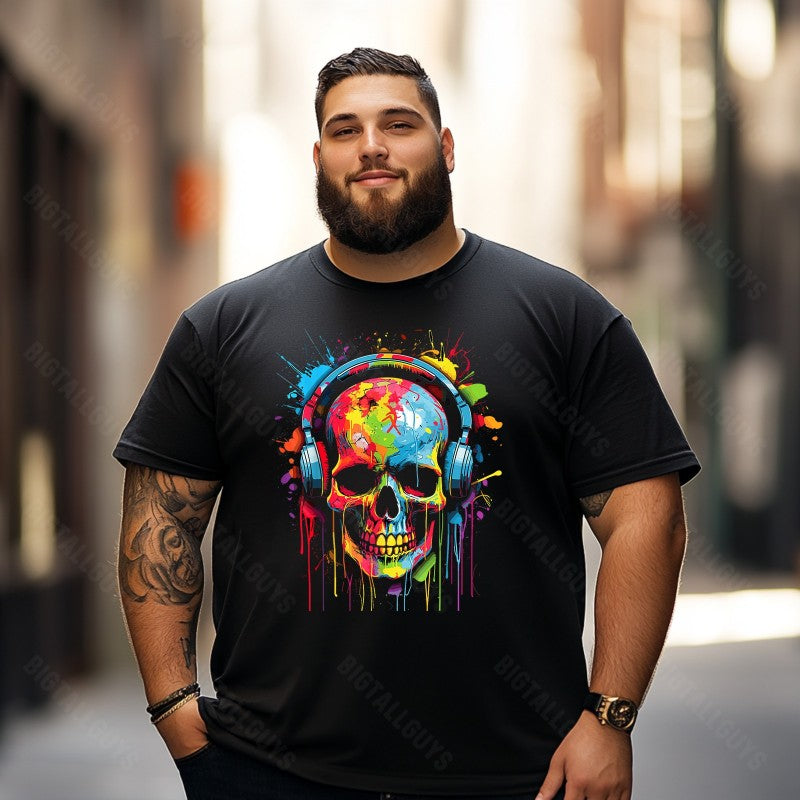 Skull Skeleton T0 5D2C 097 Men T Shirts Big and Tall Men Shirts Plus Size Short Sleeve Fashion Casual T Shirt Graphic Tee Shirts Tshirts