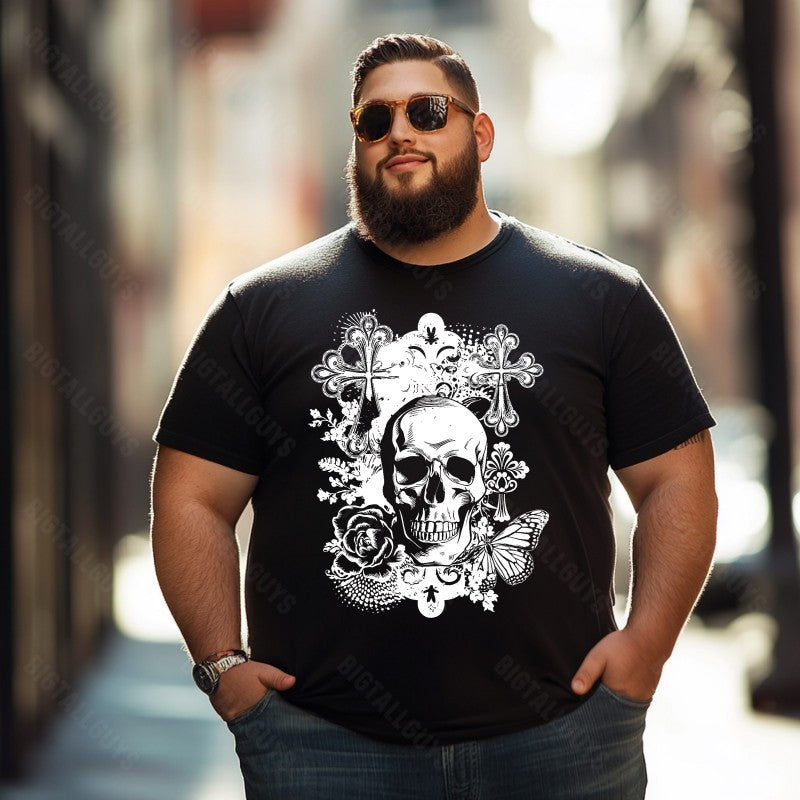 Skull Skeleton T0 5D2C 104 Men T Shirts Big and Tall Men Shirts Plus Size Short Sleeve Fashion Casual T Shirt Graphic Tee Shirts Tshirts