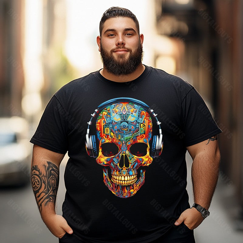 Skull Skeleton T0 5D2C 107 Men T Shirts Big and Tall Men Shirts Plus Size Short Sleeve Fashion Casual T Shirt Graphic Tee Shirts Tshirts