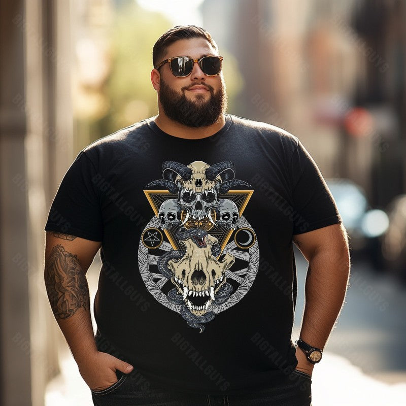 Skull Skeleton T0 5D2C 125 Men T Shirts Big and Tall Men Shirts Plus Size Short Sleeve Fashion Casual T Shirt Graphic Tee Shirts Tshirts