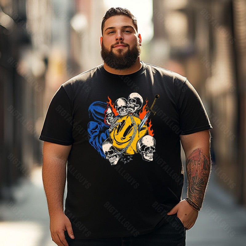 Skull Skeleton T0 5D2C 134 Men T Shirts Big and Tall Men Shirts Plus Size Short Sleeve Fashion Casual T Shirt Graphic Tee Shirts Tshirts