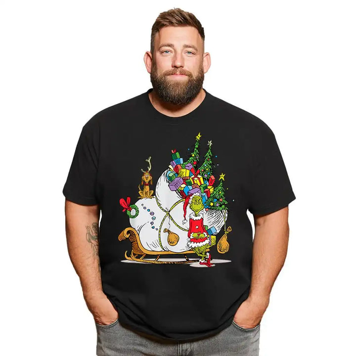 Christmas T Shirt for Men Big & Tall Men Xmas T Shirt T0 5DOJ 018 Men T Shirts Big and Tall Men Shirts Plus Size Short Sleeve Fashion Casual T Shirt Graphic Tee Shirts Tshirts