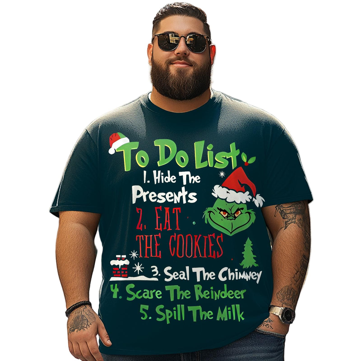 Christmas T Shirt for Men Big & Tall Men Xmas T Shirt T0 5DRE 006 Men T Shirts Big and Tall Men Shirts Plus Size Short Sleeve Fashion Casual T Shirt Graphic Tee Shirts Tshirts