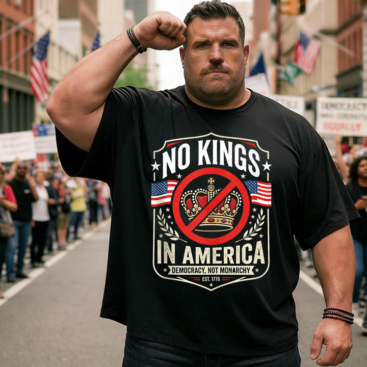 No Kings in America USA Patriotic Big and Tall Men T Shirts Plus Size Short Sleeve Fashion Casual T Shirt Graphic Tee Shirts Tshirts