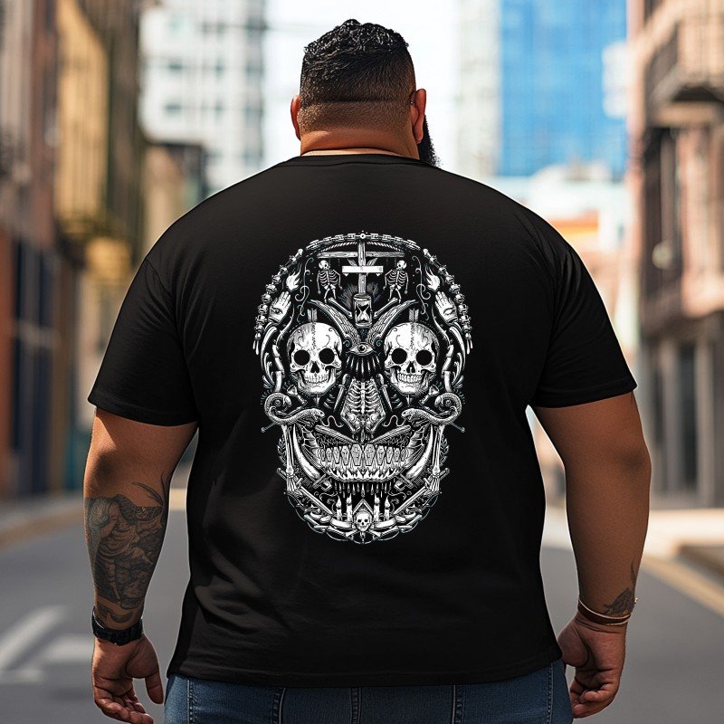 Skull Skeleton T2 5D2C 006 Men T Shirts Big and Tall Men Shirts Plus Size Short Sleeve Fashion Casual T Shirt Graphic Tee Shirts Tshirts