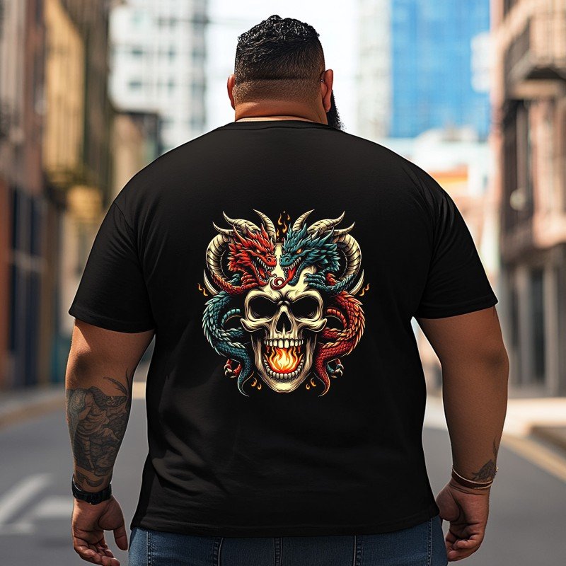 Skull Skeleton T2 5D2C 007 Men T Shirts Big and Tall Men Shirts Plus Size Short Sleeve Fashion Casual T Shirt Graphic Tee Shirts Tshirts