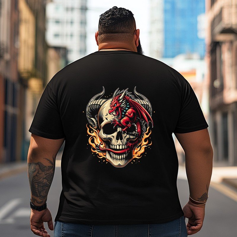 Skull Skeleton T2 5D2C 009 Men T Shirts Big and Tall Men Shirts Plus Size Short Sleeve Fashion Casual T Shirt Graphic Tee Shirts Tshirts