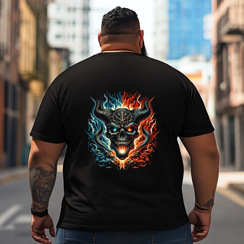 Skull Skeleton T2 5D2C 013 Men T Shirts Big and Tall Men Shirts Plus Size Short Sleeve Fashion Casual T Shirt Graphic Tee Shirts Tshirts