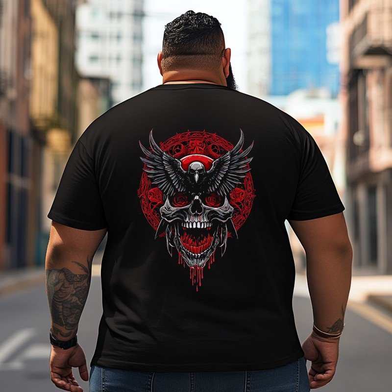 Skull Skeleton T2 5D2C 019 Men T Shirts Big and Tall Men Shirts Plus Size Short Sleeve Fashion Casual T Shirt Graphic Tee Shirts Tshirts