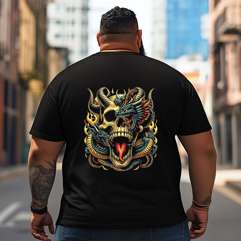 Skull Skeleton T2 5D2C 027 Men T Shirts Big and Tall Men Shirts Plus Size Short Sleeve Fashion Casual T Shirt Graphic Tee Shirts Tshirts