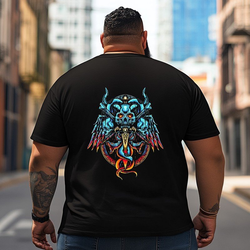 Skull Skeleton T2 5D2C 029 Men T Shirts Big and Tall Men Shirts Plus Size Short Sleeve Fashion Casual T Shirt Graphic Tee Shirts Tshirts