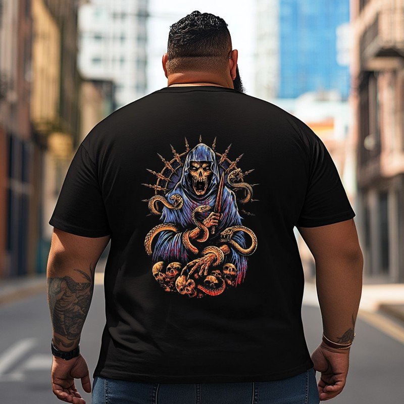 Skull Skeleton T2 5D2C 033 Men T Shirts Big and Tall Men Shirts Plus Size Short Sleeve Fashion Casual T Shirt Graphic Tee Shirts Tshirts