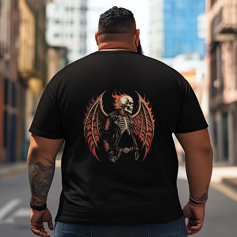 Skull Skeleton T2 5D2C 058 Men T Shirts Big and Tall Men Shirts Plus Size Short Sleeve Fashion Casual T Shirt Graphic Tee Shirts Tshirts