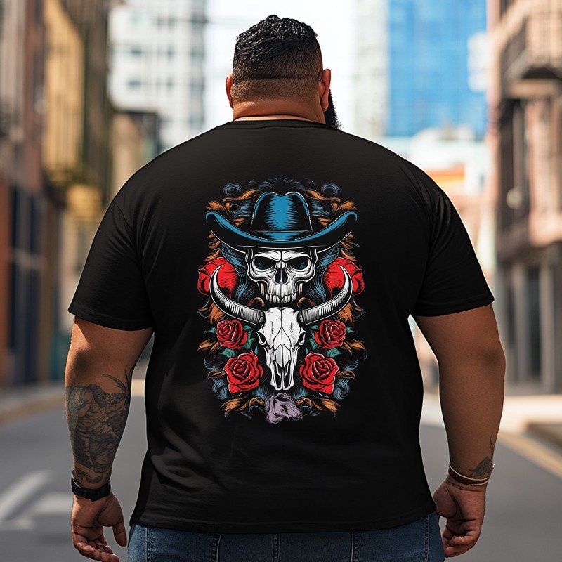 Skull Skeleton T2 5D2C 063 Men T Shirts Big and Tall Men Shirts Plus Size Short Sleeve Fashion Casual T Shirt Graphic Tee Shirts Tshirts