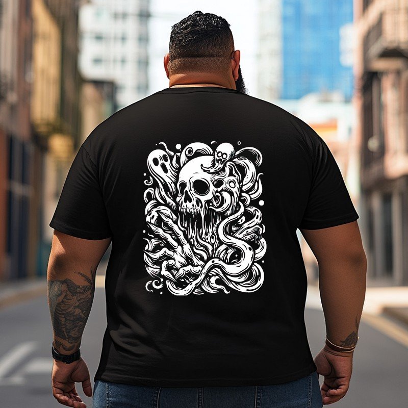 Skull Skeleton T2 5D2C 067 Men T Shirts Big and Tall Men Shirts Plus Size Short Sleeve Fashion Casual T Shirt Graphic Tee Shirts Tshirts