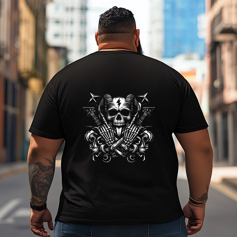 Skull Skeleton T2 5D2C 069 Men T Shirts Big and Tall Men Shirts Plus Size Short Sleeve Fashion Casual T Shirt Graphic Tee Shirts Tshirts