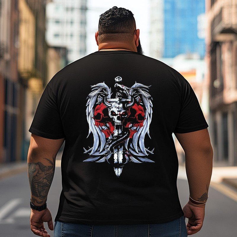 Skull Skeleton T2 5D2C 078 Men T Shirts Big and Tall Men Shirts Plus Size Short Sleeve Fashion Casual T Shirt Graphic Tee Shirts Tshirts